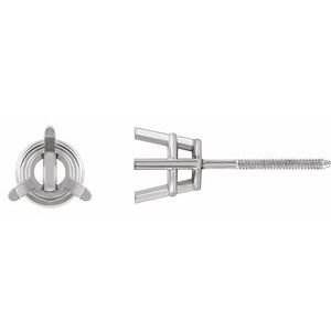 14K Witgoud 9 mm Rond 3-Prong Oorbelmontuur