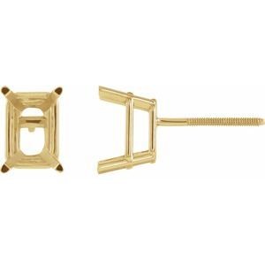 14K Geelgoud 7x5 mm Emerald 4-Prong Lichtgewicht Oorbelmontuur