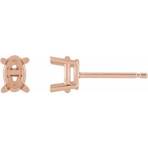 14K Roségoud 6x4 mm Ovaal 4-Prong Oorbelmontuur