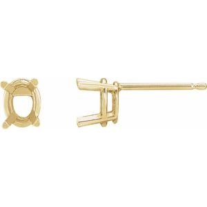14K Geelgoud 5x4 mm Ovaal 4-Prong Lichtgewicht Oorbelmontuur