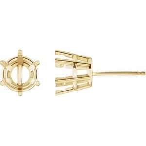 14K Geelgoud 5.5 mm Rond 6-Prong Pre-Notched Oorbelmontuur
