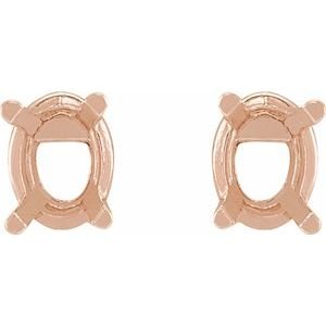 14K Roségoud 8x6 mm Ovaal 4-Prong Lichtgewicht Oorbelmontuur - Afbeelding 2