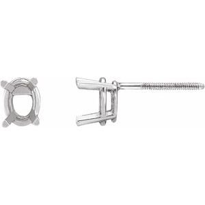 14K Witgoud 10x8 mm Ovaal 4-Prong Lichtgewicht Oorbelmontuur