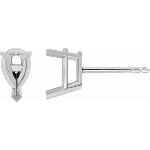 14K Geelgoud 12x8 mm Peer 3-Prong V-End Oorbelmontuur