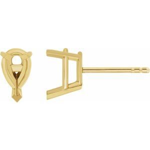 14K Geelgoud 7x5 mm Peer 3-Prong V-End Oorbelmontuur