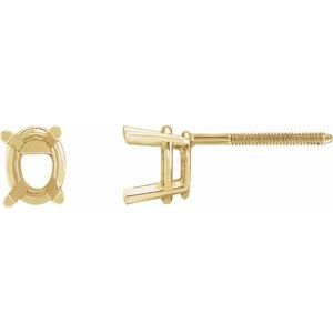 14K Geelgoud 10x8 mm Ovaal 4-Prong Lichtgewicht Oorbelmontuur