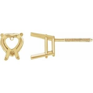14K Geelgoud 5 mm Hart 4-Prong Oorbelmontuur