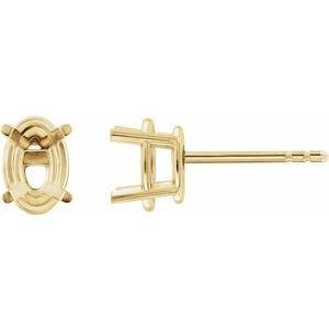 14K Geelgoud 7x5 mm Ovaal 4-Prong Lichtgewicht Oorbelmontuur