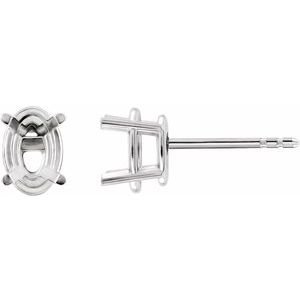 14K Witgoud 5x4 mm Ovaal 4-Prong Lichtgewicht Oorbelmontuur