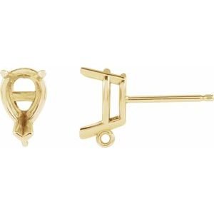 14K Geelgoud 7x5 mm Peer 3-Prong V-End Oorbel Top