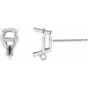 14K Witgoud 6x4 mm Peer 3-Prong V-End Oorbel Top