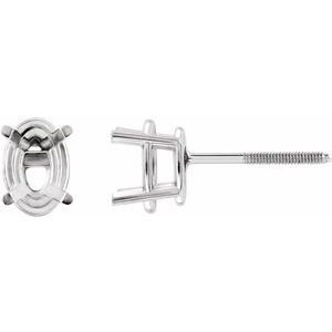 14K Witgoud 6x4 mm Ovaal 4-Prong Lichtgewicht Oorbelmontuur