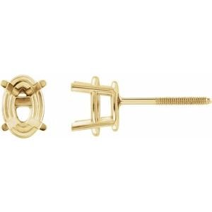 14K Geelgoud 6x4 mm Ovaal 4-Prong Lichtgewicht Oorbelmontuur