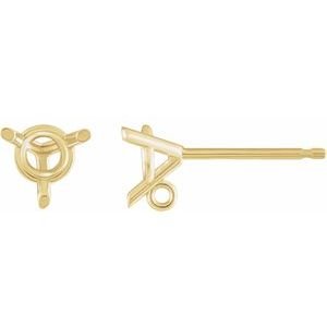 18K Geelgoud 5 mm Rond 3-Prong Oorbel Top