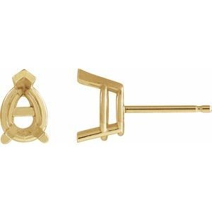 18K Geelgoud 7x5 mm Peer 3-Prong V-End Oorbelmontuur