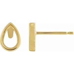 14K Geelgoud 5x3 mm Peer Bezel-Set Cabochon Oorbelmontuur