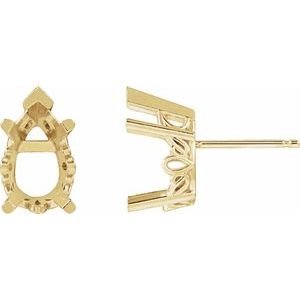 14K Geelgoud 10x7 mm Peer 5-Prong Scroll Setting® Oorbelmontuur