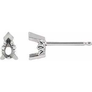 14K Witgoud 5x3 mm Peer 3-Prong Scroll Setting® Oorbelmontuur