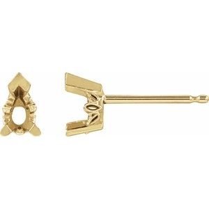 14K Geelgoud 5x3 mm Peer 3-Prong Scroll Setting® Oorbelmontuur