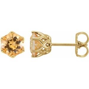 14K Roségoud 7 mm Rond 6-Prong Oorbelmontuur - Afbeelding 2