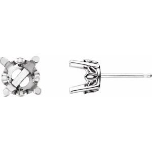 14K Witgoud 6 mm Rond 4-Prong Scroll Setting® Oorbelmontuur