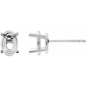 18K Witgoud 6x4 mm Ovaal 4-Prong Lichtgewicht Oorbelmontuur