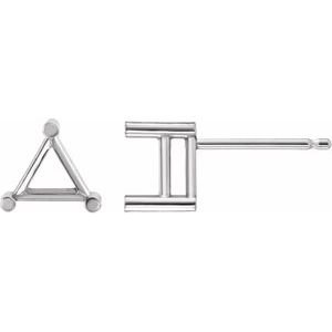 14K Witgoud 6 mm Triangle 3-Prong Oorbelmontuur