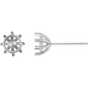 14K Witgoud 7 mm Rond 8-Prong Draad Chaton Oorbelmontuur