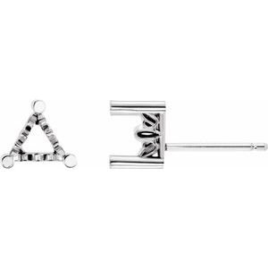14K Witgoud 5 mm Triangle 3-Prong Scroll Setting® Oorbelmontuur