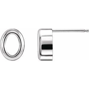 14K Witgoud 6x4 mm Ovaal Back-Set Bezel Oorbelmontuur