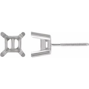 14K Witgoud 6.5 mm Princess 4-Prong Oorbelmontuur