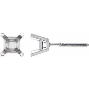14K Witgoud 6 mm Princess 4-Prong Lichtgewicht Oorbelmontuur
