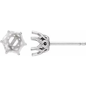 14K Witgoud 5 mm Rond 6-Prong Oorbelmontuur