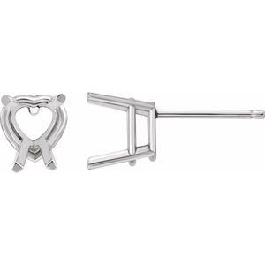 14K Witgoud 6 mm Hart 4-Prong Oorbelmontuur