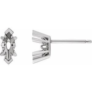 14K Witgoud 10x5 mm Marquise 6-Prong Oorbelmontuur