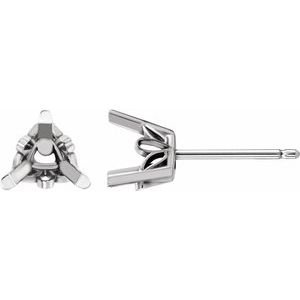 14K Witgoud 6 mm Trilliant 3-Prong Scroll Setting® Oorbelmontuur