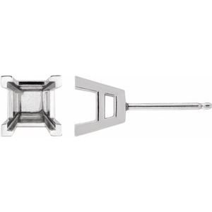 14K Witgoud 4.5 mm Princess V-Prong Oorbelmontuur