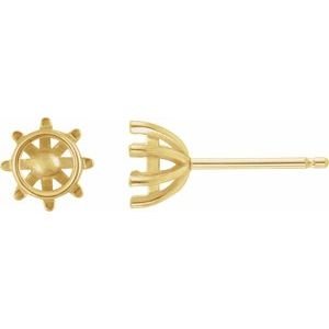 14K Geelgoud 5 mm Rond 8-Prong Draad Chaton Oorbelmontuur
