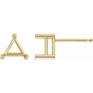14K Geelgoud 8 mm Triangle 3-Prong Oorbelmontuur