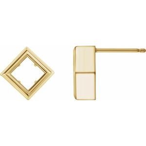 14K Geelgoud 6x6 mm Princess Back-Set Bezel Oorbelmontuur