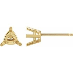 14K Geelgoud 9 mm Trilliant 3-Prong Oorbelmontuur