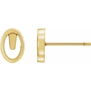 14K Geelgoud 5x3 mm Ovaal Bezel-Set Cabochon Oorbelmontuur