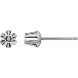 14K Witgoud 5.8 mm Rond 6-Prong Buttercup Oorbelmontuur