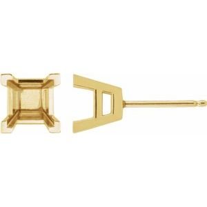 14K Geelgoud 5 mm Princess V-Prong Oorbelmontuur