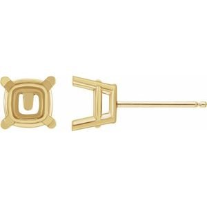 14K Geelgoud 5.5x5.5 mm Cushion 4-Prong Oorbelmontuur
