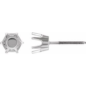 14K Witgoud 4.4 mm Rond 6-Prong Oorbelmontuur