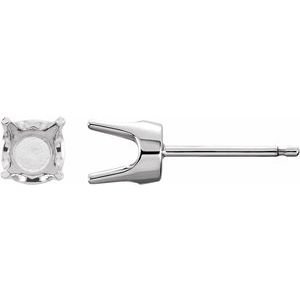 14K Witgoud 6.5 mm Rond 4-Prong Oorbelmontuur