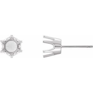14K Witgoud 4.4 mm Rond 6-Prong Oorbelmontuur