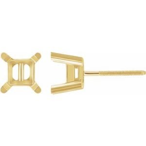 14K Geelgoud 6.5 mm Princess 4-Prong Oorbelmontuur