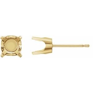 14K Geelgoud 5.2 mm Rond 4-Prong Pre-Notched Oorbelmontuur